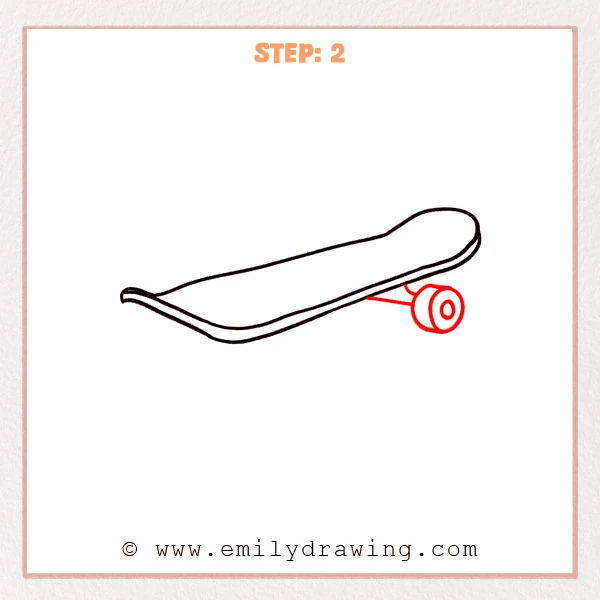 how to draw a cartoon skateboard - Step 2